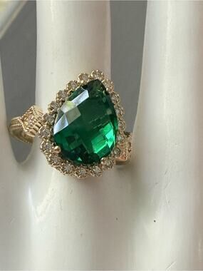 Judith Ripka 925 Sterling Silver 14K Gold Clad Ring Size 9 NEW